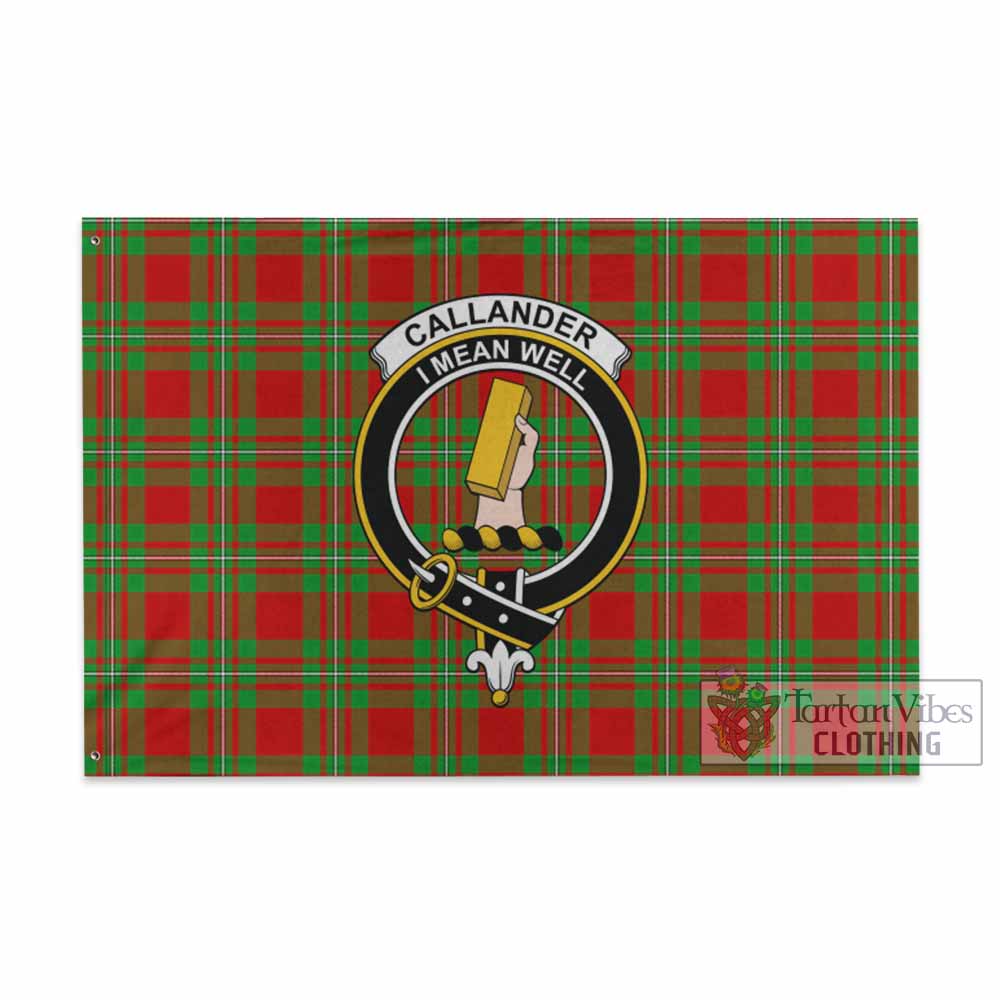 Tartan Vibes Clothing Callander Tartan House Flag with Family Crest