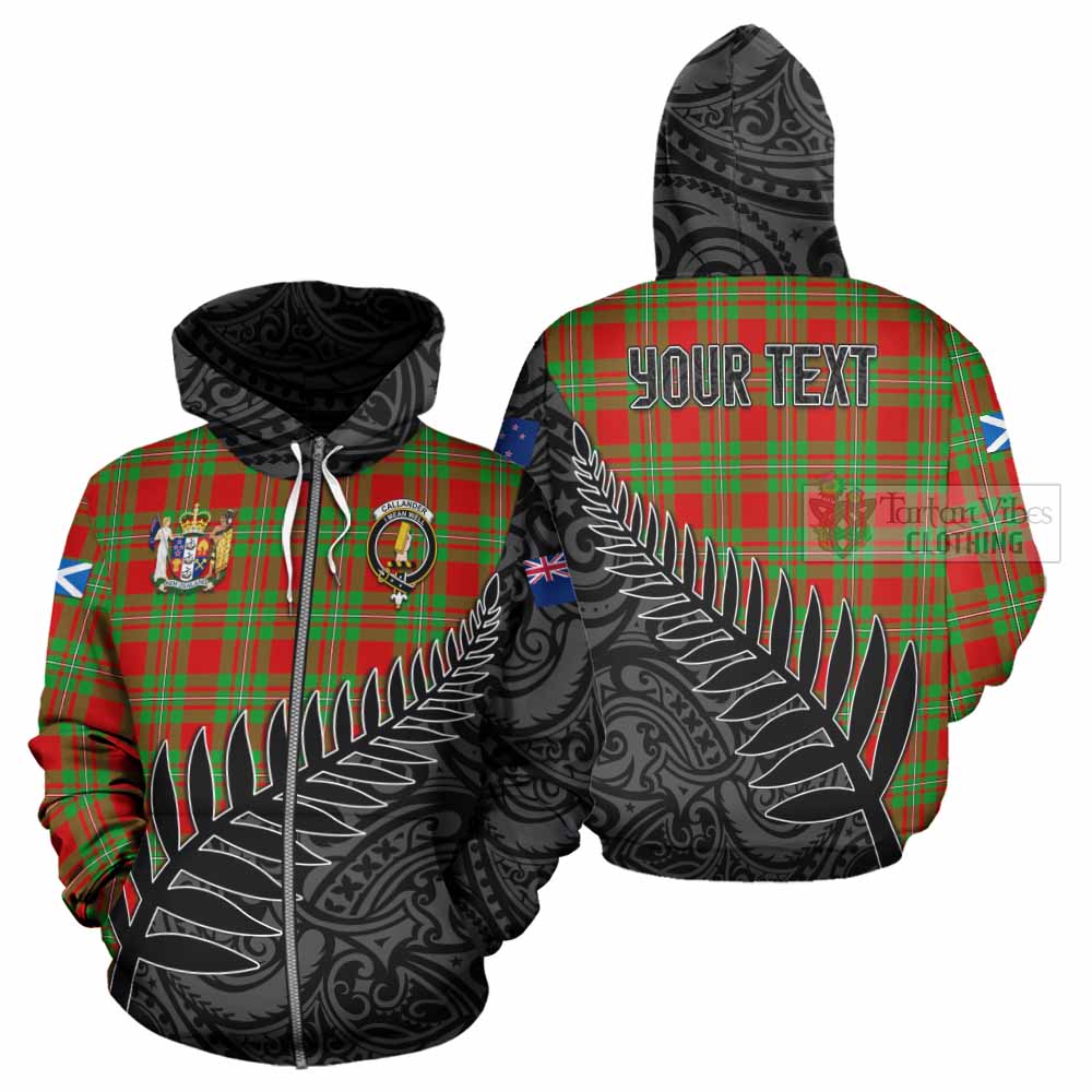 Callander Crest Tartan Hoodie with New Zealand Silver Fern Half Style - Tartan Vibes Clothing