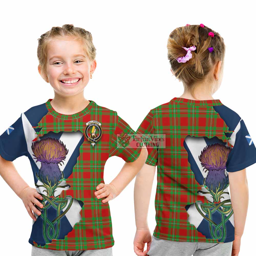 Tartan Vibes Clothing Callander Tartan Family Crest Kid T-Shirt Scottish Thistle Celtic Inspired