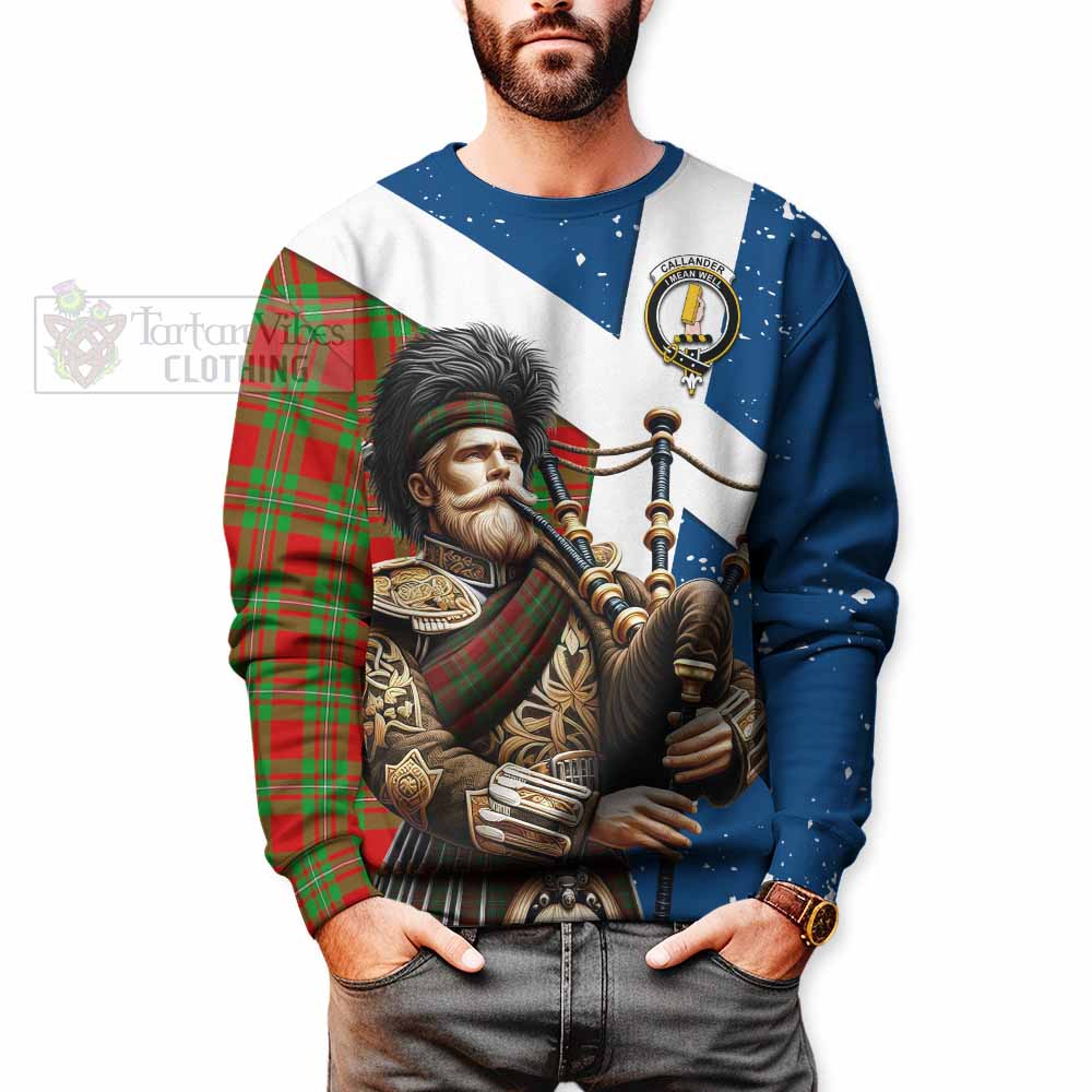 Callander Tartan Sweatshirt with Family Crest Scottish Bagpiper Vibes - Tartan Vibes Clothing