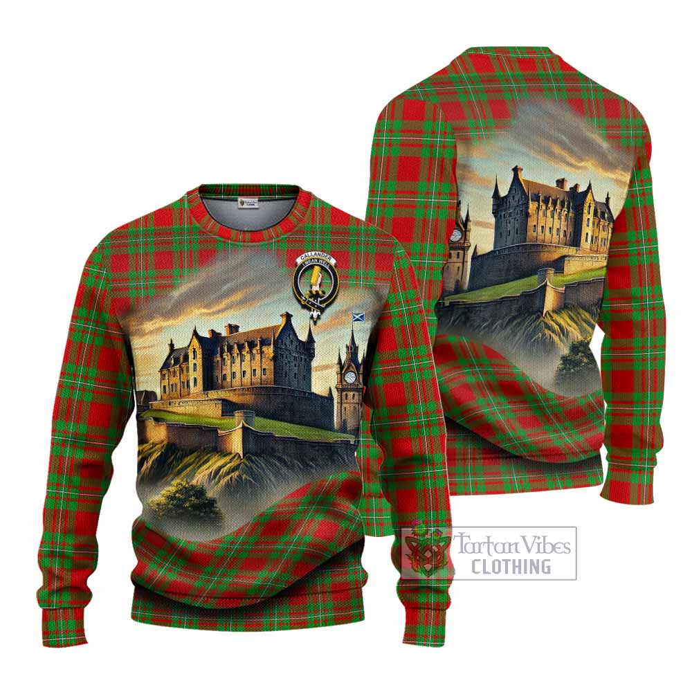 Callander Tartan Family Crest Knitted Sweater with Scottish Ancient Castle Style - Tartan Vibes Clothing