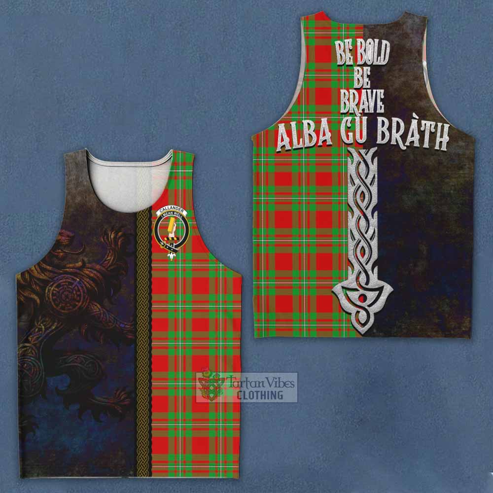 Callander Tartan Family Crest Men's Tank Top Alba Gu Brath Be Brave Lion Ancient Style - Tartan Vibes Clothing
