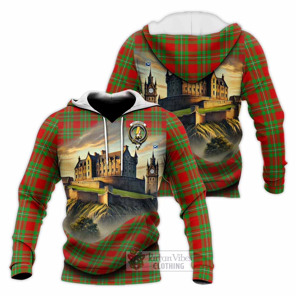 Callander Tartan Family Crest Knitted Hoodie with Scottish Ancient Castle Style - Tartan Vibes Clothing