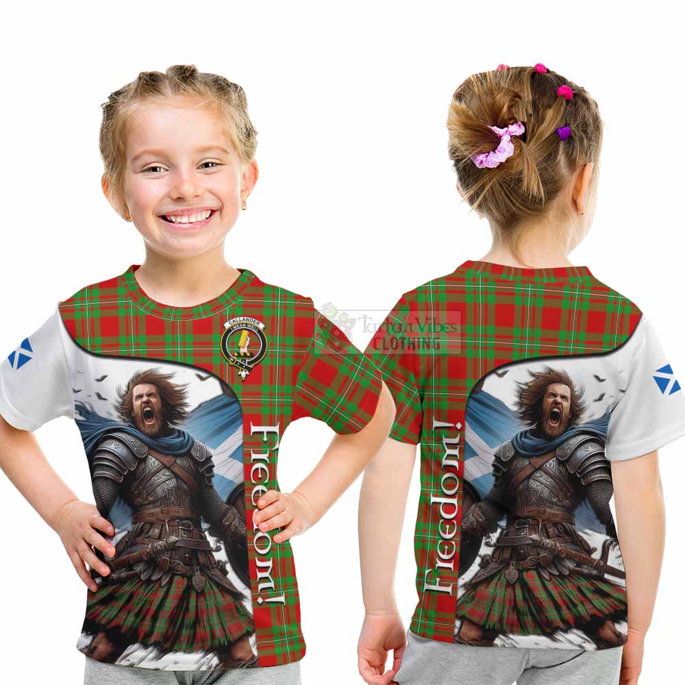 Tartan Vibes Clothing Callander Crest Tartan Kid T-Shirt Inspired by the Freedom of Scottish Warrior