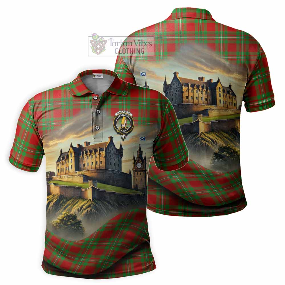 Tartan Vibes Clothing Callander Tartan Family Crest Polo Shirt with Scottish Ancient Castle Stype