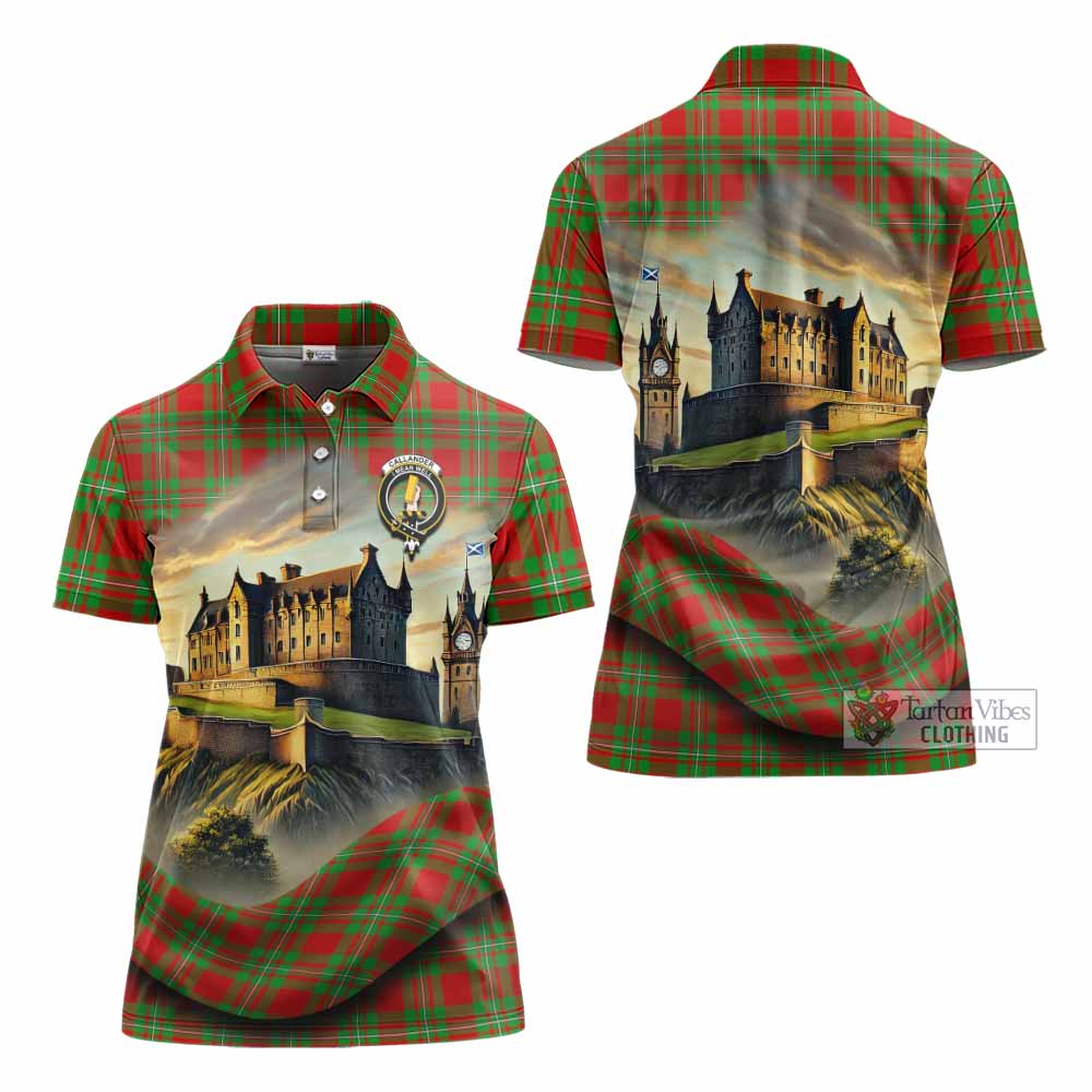 Callander Tartan Family Crest Women's Polo Shirt with Scottish Ancient Castle Style - Tartan Vibes Clothing