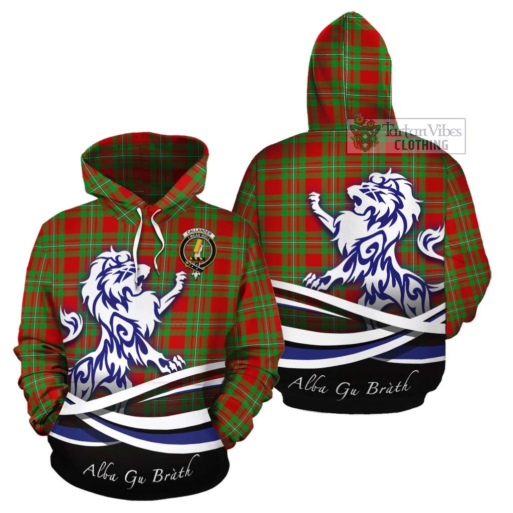 Callander Tartan Cotton Hoodie with Alba Gu Brath Regal Lion Emblem Zip Hoodie - Tartan Vibes Clothing