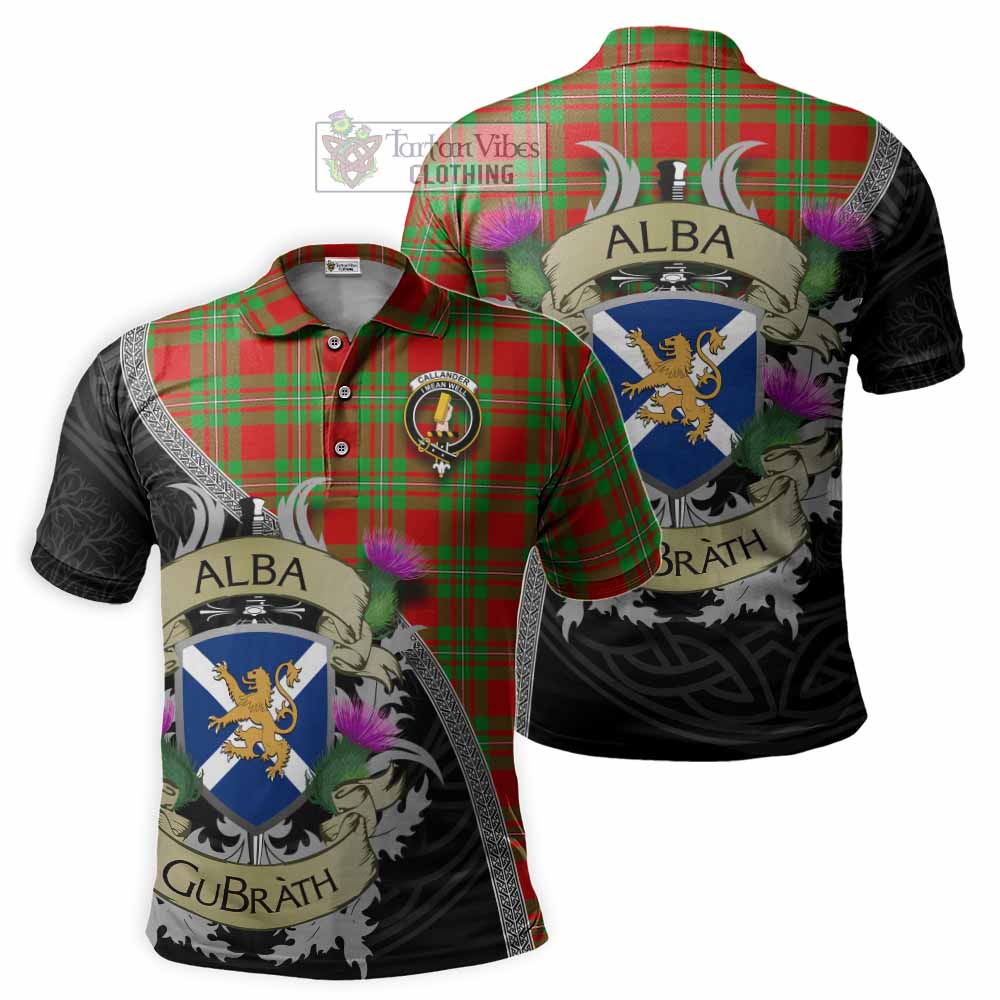Tartan Vibes Clothing Callander Tartan Family Crest Polo Shirt Lion Rampant Royal Thistle Shield Celtic Inspired