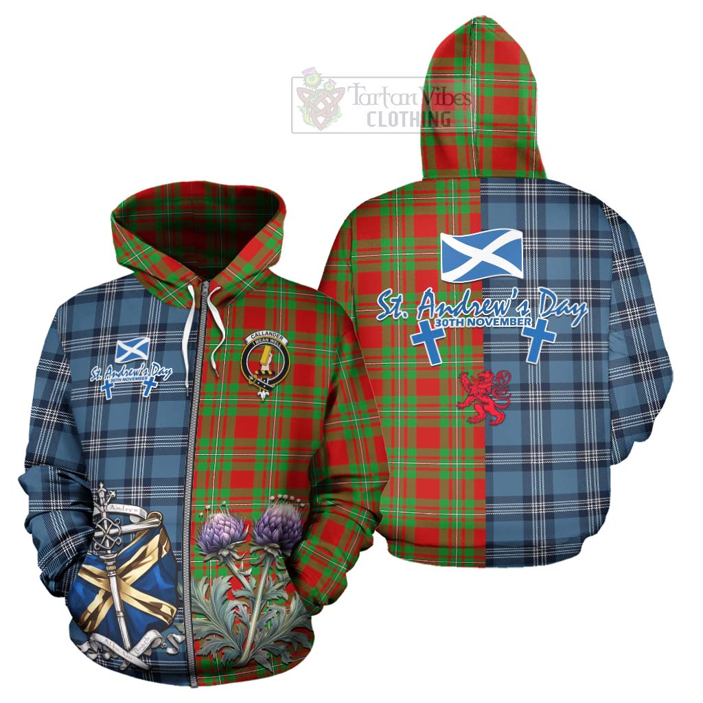 Callander Tartan Hoodie Happy St. Andrew's Day Half Tartan Style - Tartan Vibes Clothing