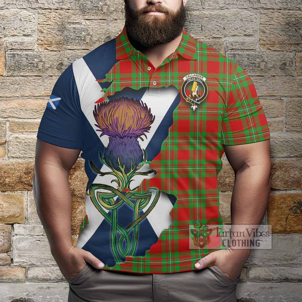 Tartan Vibes Clothing Callander Tartan Family Crest Polo Shirt Scottish Thistle Celtic Inspired
