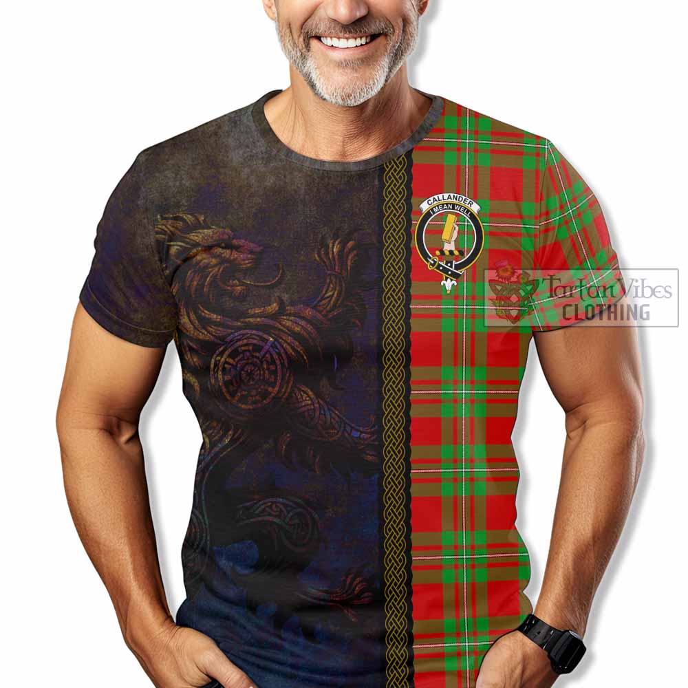 Tartan Vibes Clothing Callander Tartan Family Crest T-Shirt Alba Gu Brath Be Brave Lion Ancient Style