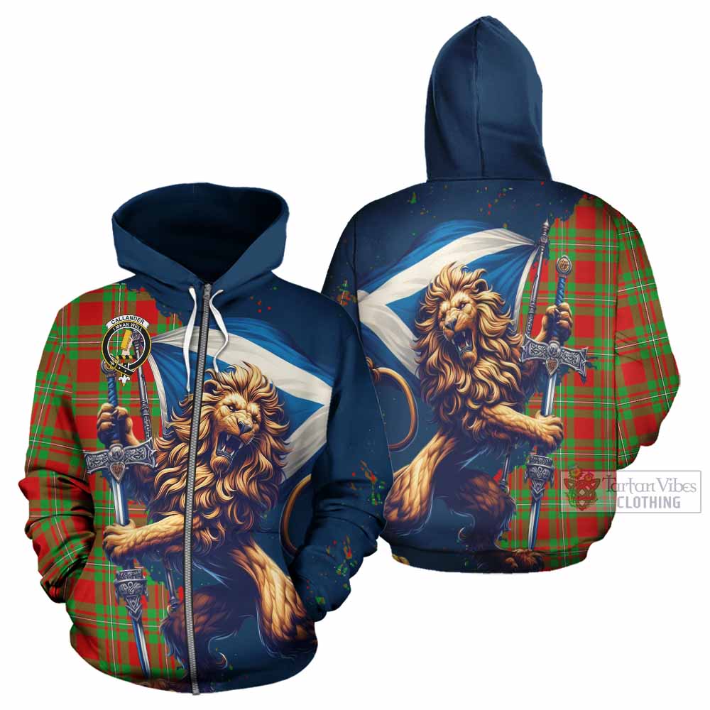 Callander Tartan Family Crest Hoodie with Scottish Majestic Lion - Tartan Vibes Clothing