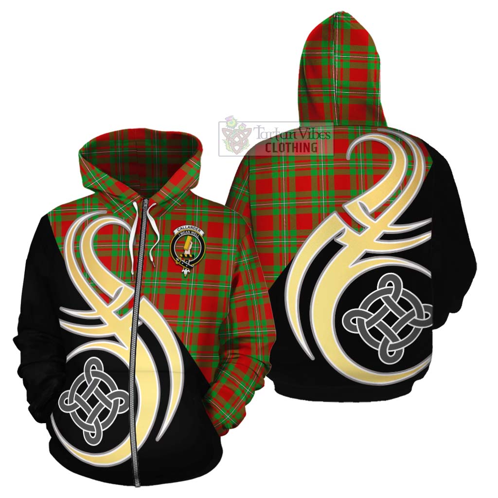 Callander Tartan Cotton Hoodie with Family Crest and Celtic Symbol Style - Tartan Vibes Clothing