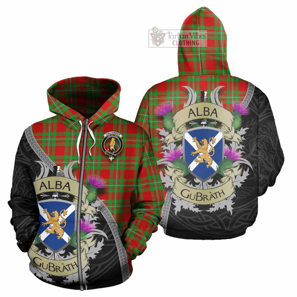 Callander Tartan Family Crest Hoodie Lion Rampant Royal Thistle Shield Celtic Inspired Zip Hoodie - Tartan Vibes Clothing