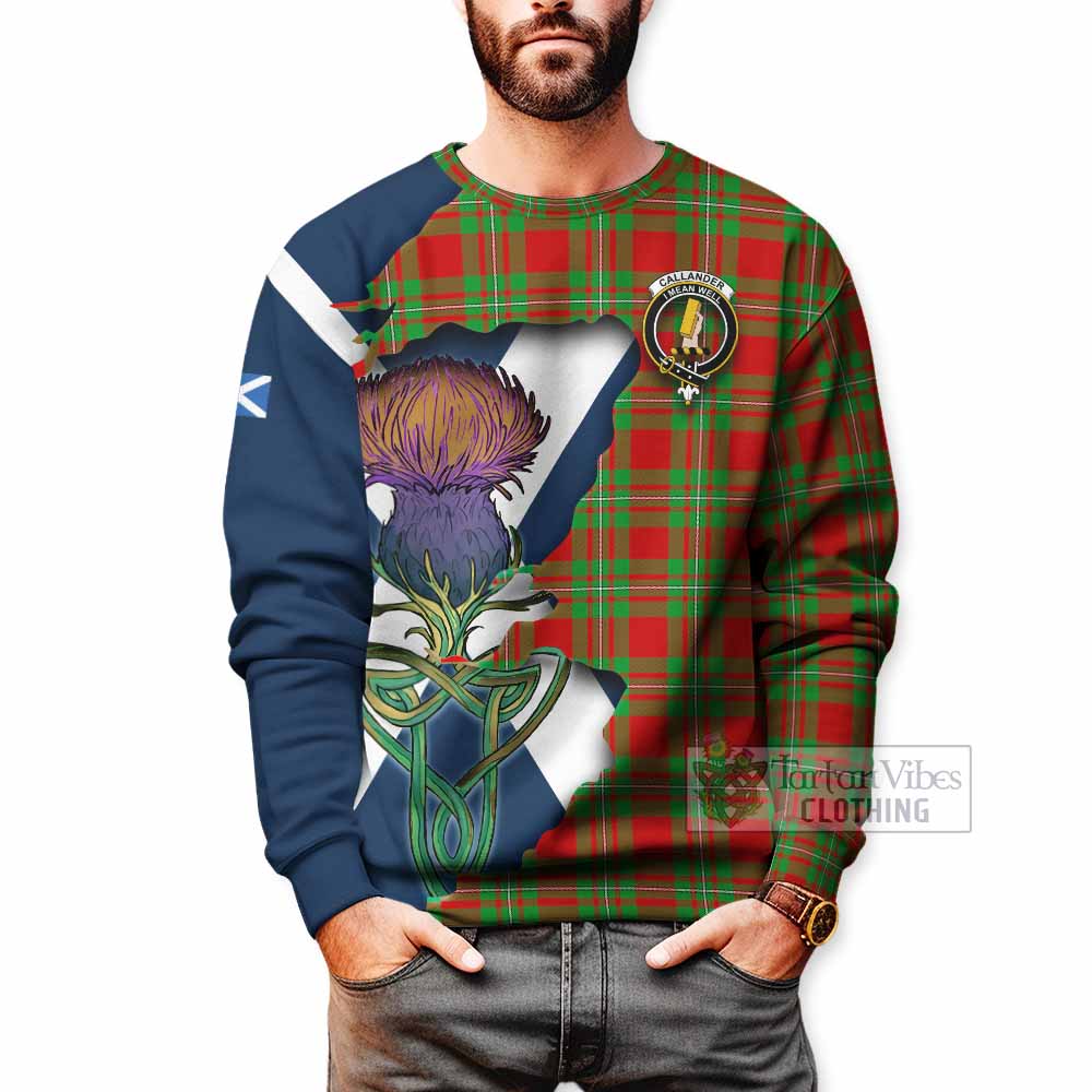 Tartan Vibes Clothing Callander Tartan Family Crest Sweatshirt Scottish Thistle Celtic Inspired