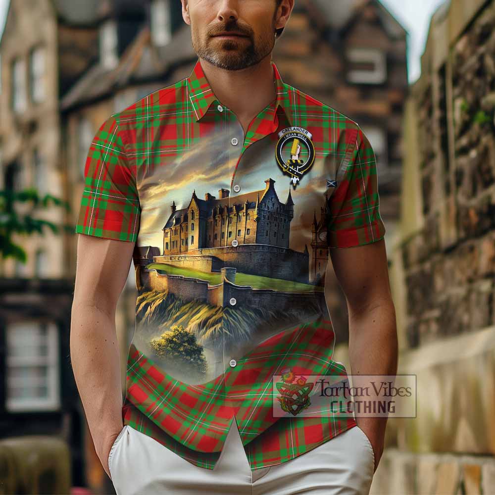 Callander Tartan Family Crest Hawaiian Shirt with Scottish Ancient Castle Style - Tartan Vibes Clothing