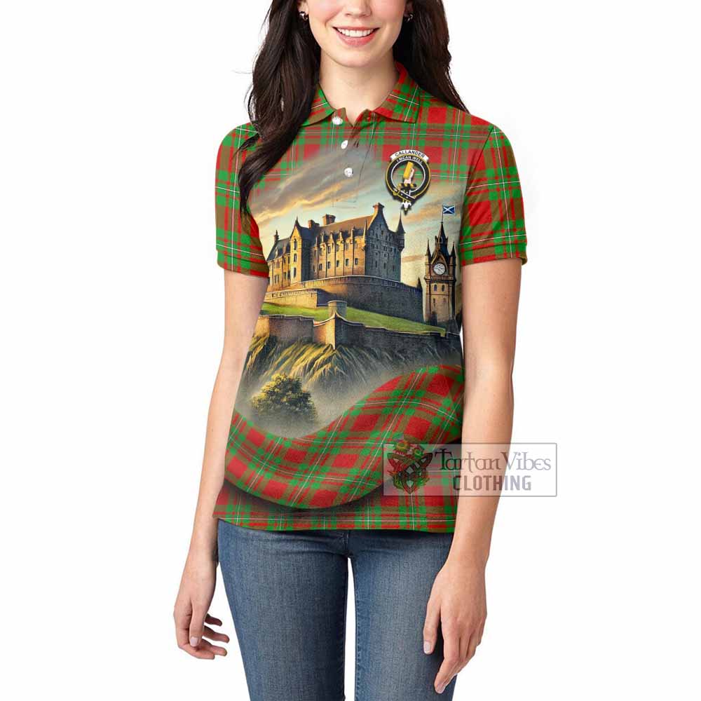 Callander Tartan Family Crest Women's Polo Shirt with Scottish Ancient Castle Style - Tartan Vibes Clothing