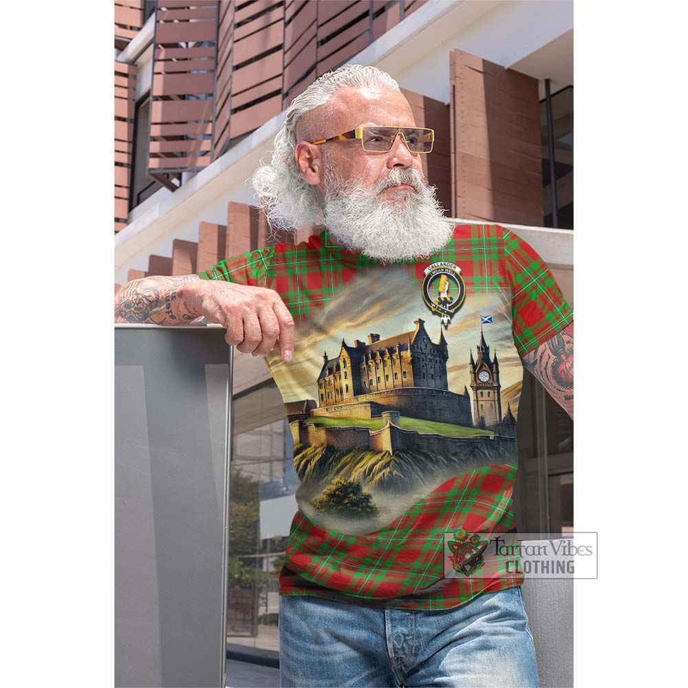 Tartan Vibes Clothing Callander Tartan Family Crest Cotton T-shirt with Scottish Ancient Castle Style