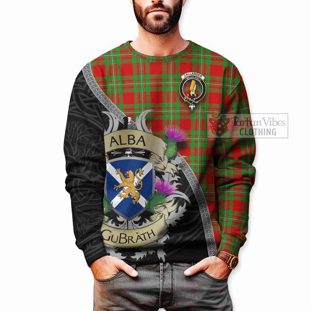 Tartan Vibes Clothing Callander Tartan Family Crest Sweatshirt Lion Rampant Royal Thistle Shield Celtic Inspired