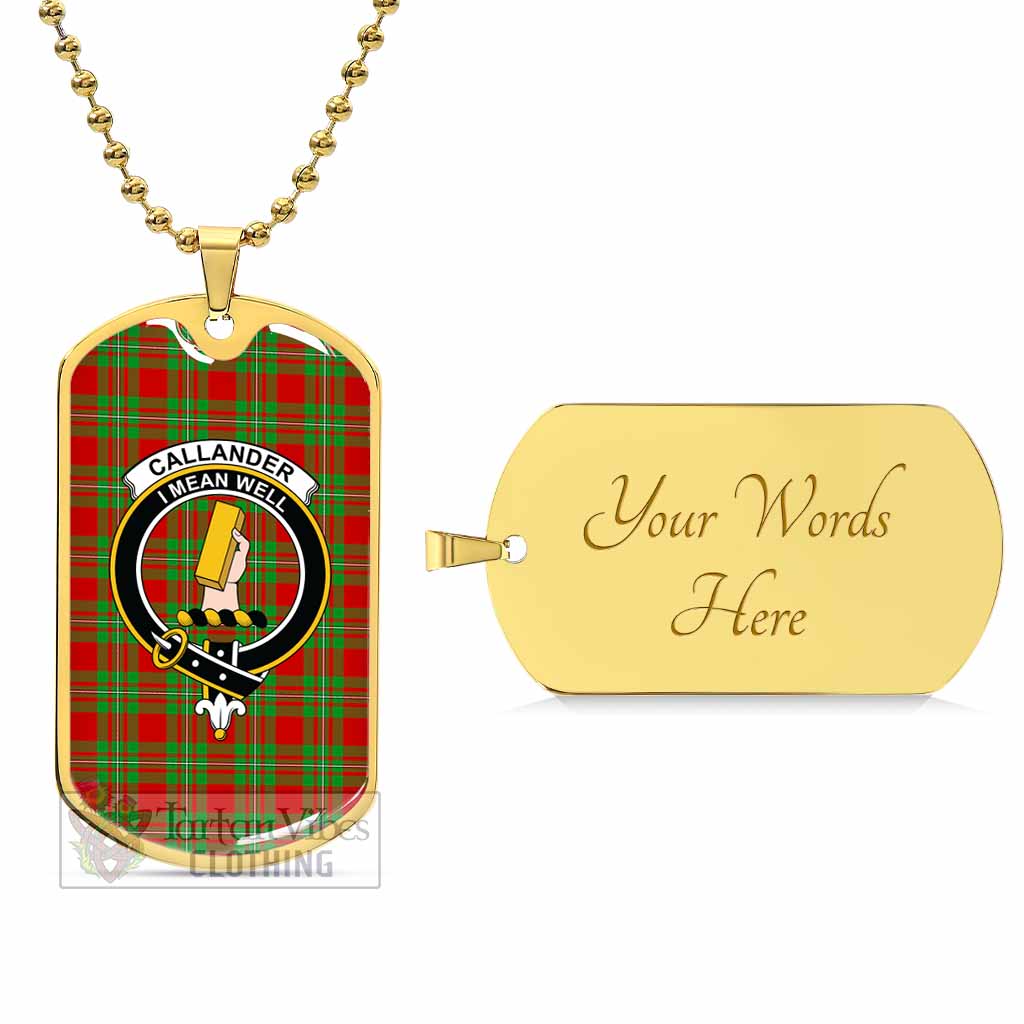Callander Tartan Dog Tag Necklace with Family Crest Gold Yes - Tartan Vibes Clothing