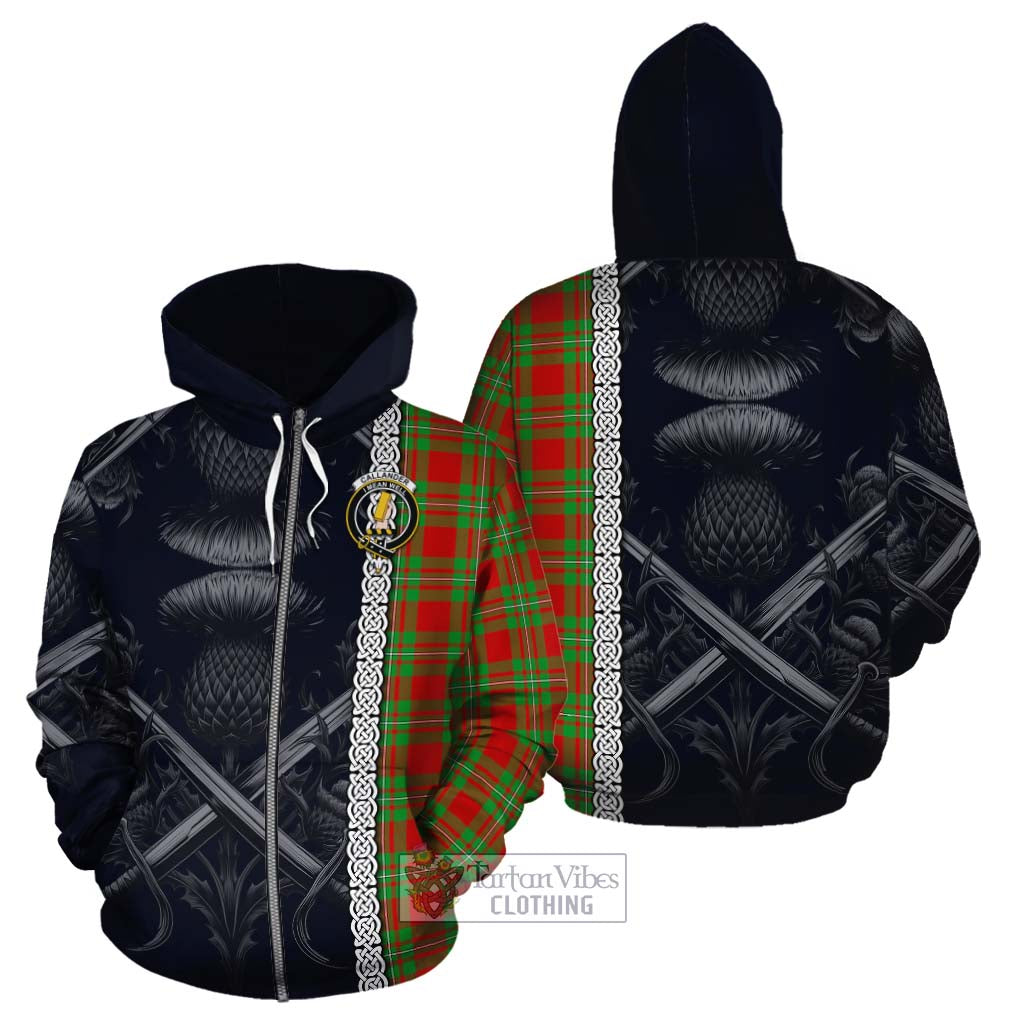 Callander Tartan Cotton Hoodie with Family Crest Cross Sword Thistle Celtic Vibes Zip Hoodie - Tartan Vibes Clothing