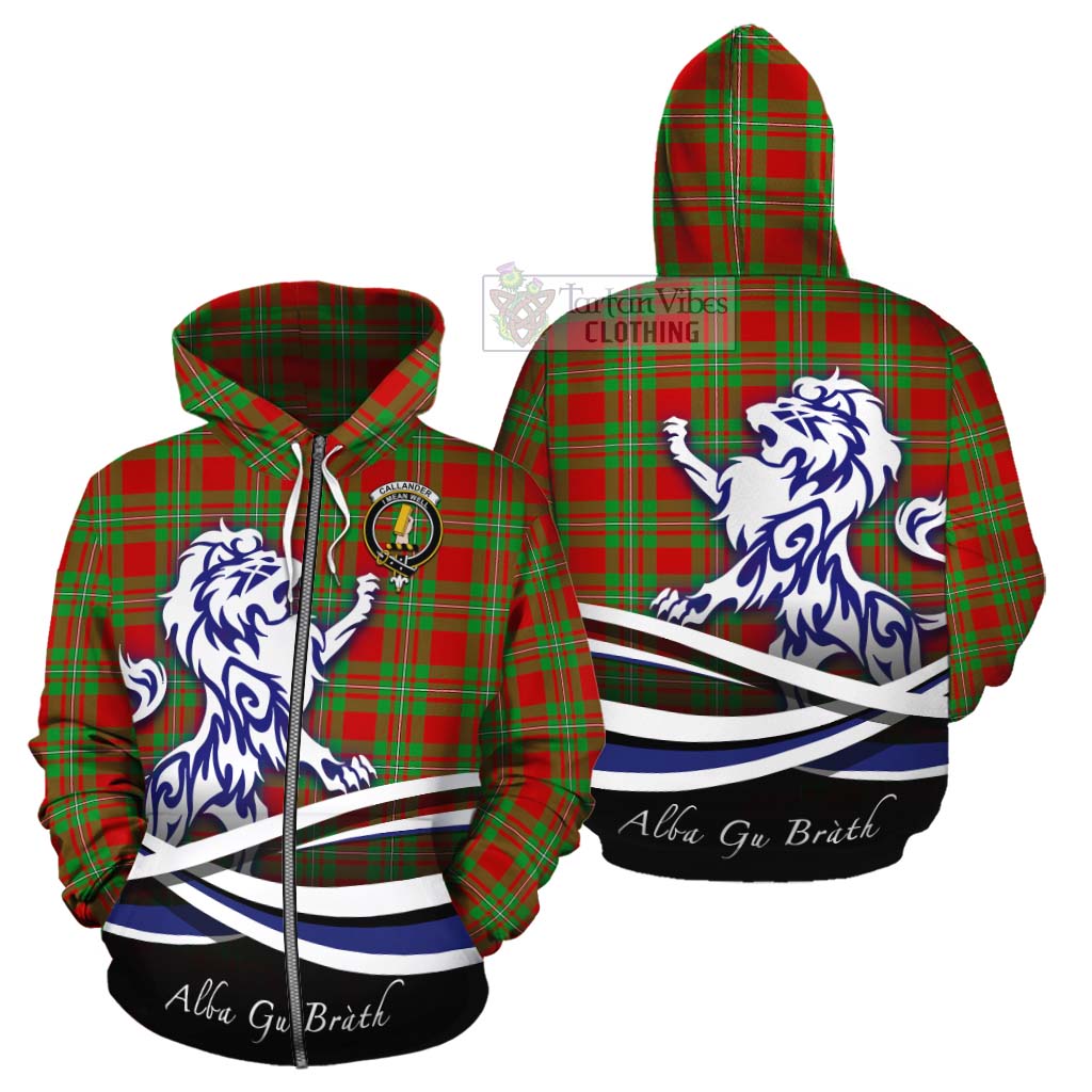 Callander Tartan Cotton Hoodie with Alba Gu Brath Regal Lion Emblem - Tartan Vibes Clothing