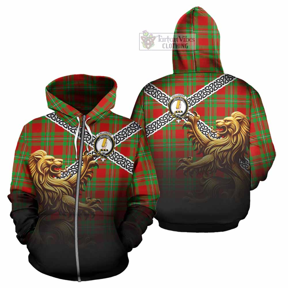 Callander Crest Tartan Hoodie with Golden Lion Emblem Celtic Style Zip Hoodie - Tartan Vibes Clothing