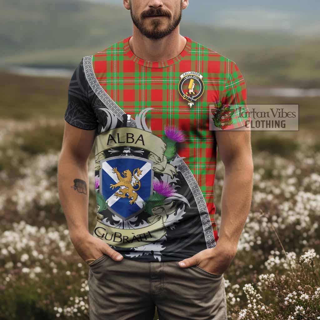 Tartan Vibes Clothing Callander Tartan Family Crest T-Shirt Lion Rampant Royal Thistle Shield Celtic Inspired