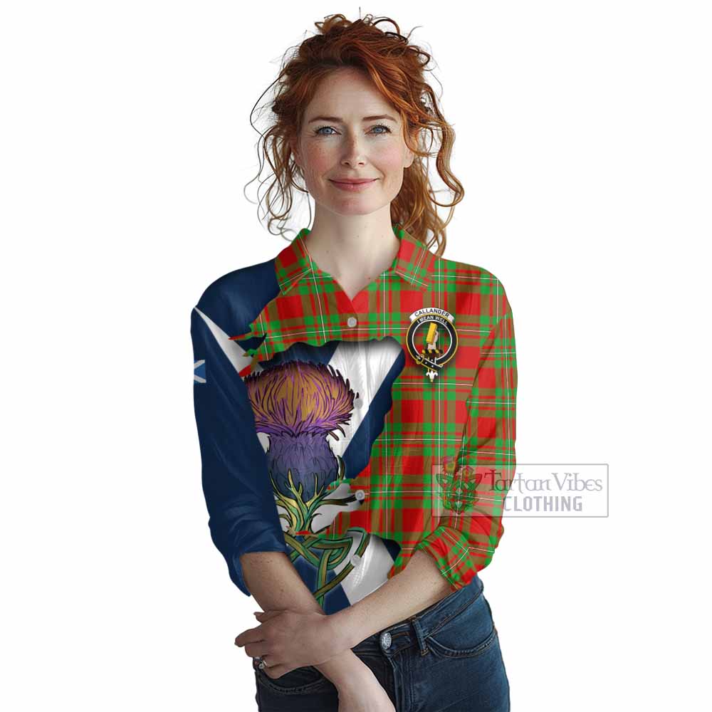 Tartan Vibes Clothing Callander Tartan Family Crest Women's Casual Shirt Scottish Thistle Celtic Inspired