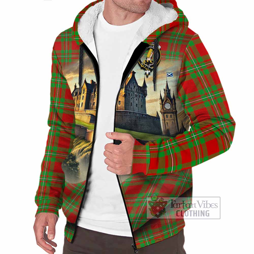 Callander Tartan Family Crest Sherpa Hoodie with Scottish Ancient Castle Style - Tartan Vibes Clothing