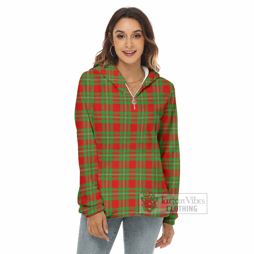 Tartan Vibes Clothing Callander Tartan Women's Borg  Half Zip Fleece Hoodie