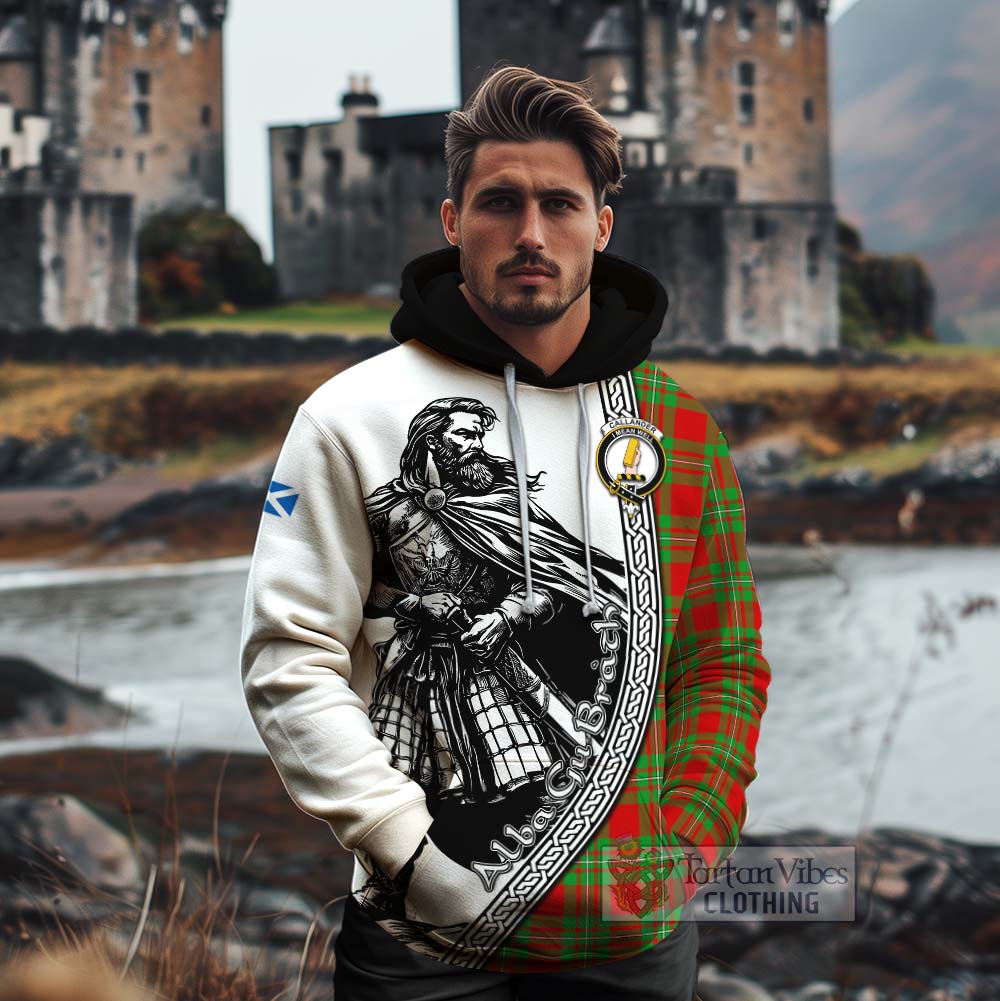 Callander Tartan Clan Crest Cotton Hoodie with Highlander Warrior Celtic Style - Tartan Vibes Clothing