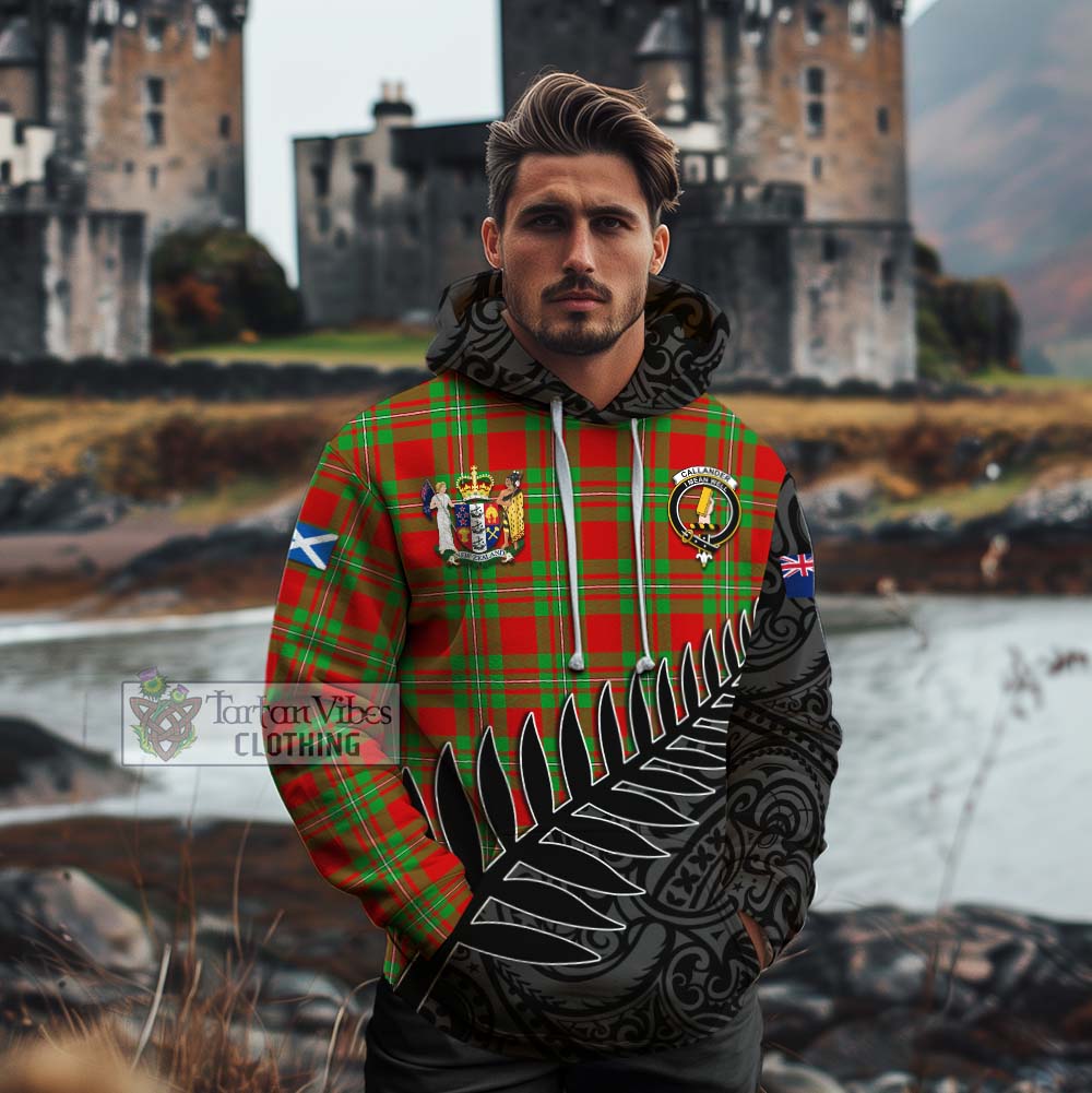 Tartan Vibes Clothing Callander Crest Tartan Cotton Hoodie with New Zealand Silver Fern Half Style