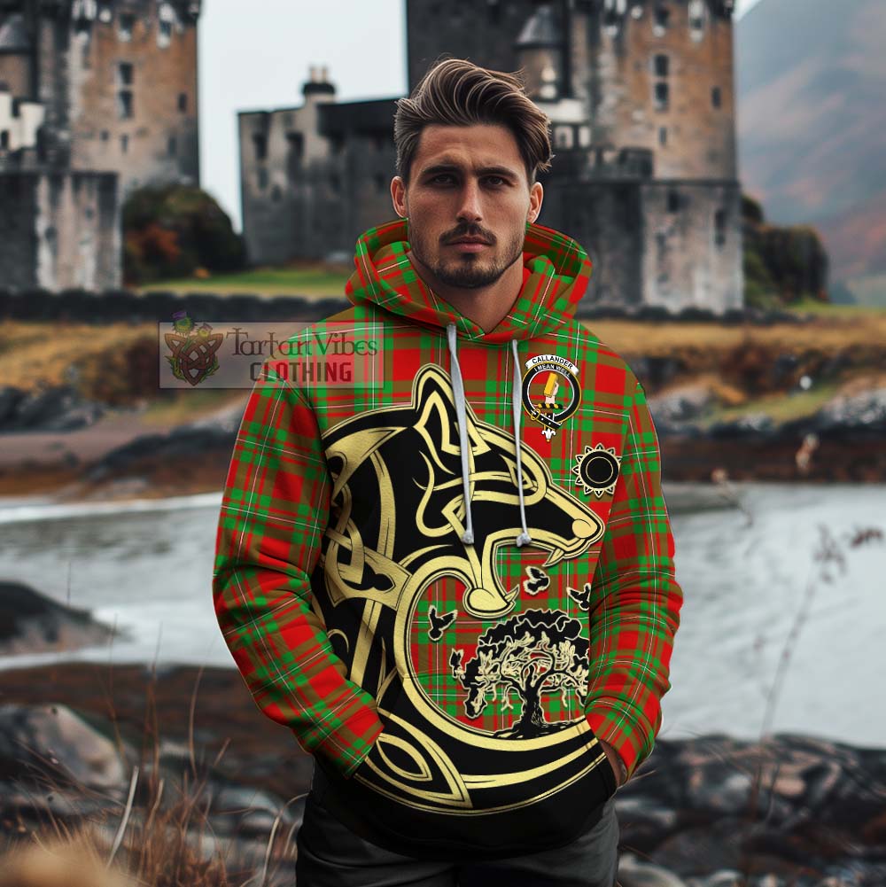Callander Tartan Cotton Hoodie with Family Crest Celtic Wolf Style - Tartan Vibes Clothing