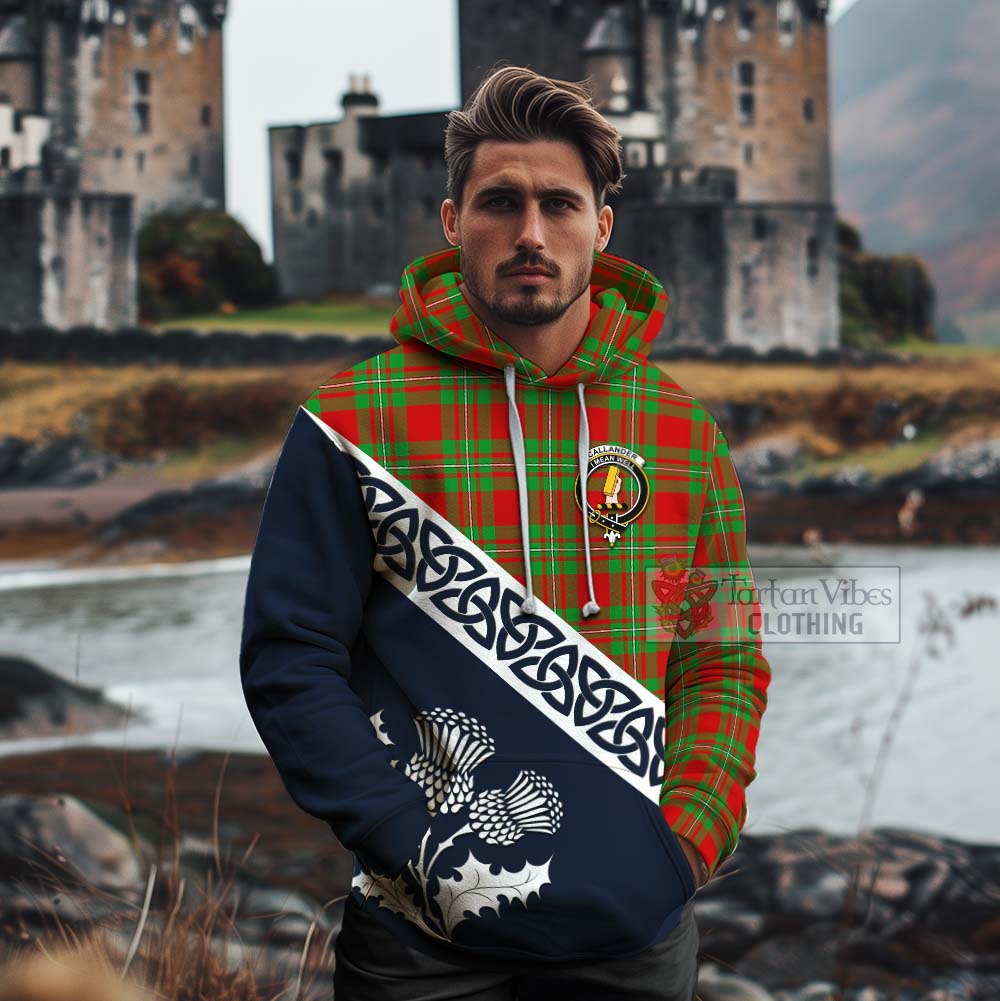 Callander Tartan Cotton Hoodie Featuring Thistle and Scotland Map - Tartan Vibes Clothing