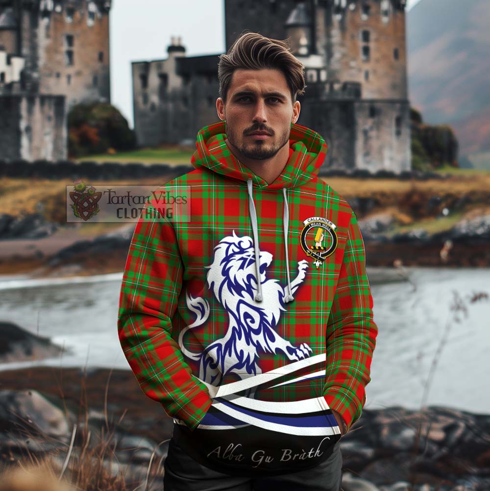 Callander Tartan Cotton Hoodie with Alba Gu Brath Regal Lion Emblem - Tartan Vibes Clothing