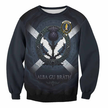 Callander Clan Crest Sweatshirt with Celtic Knot Thistle and Saltire