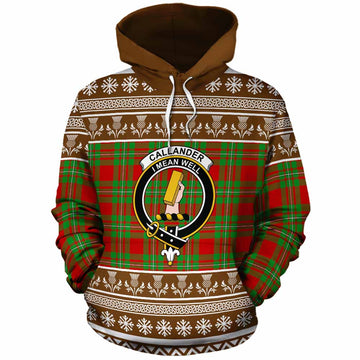 Callander Clan Tartan Christmas Cotton Hoodie with Family Crest