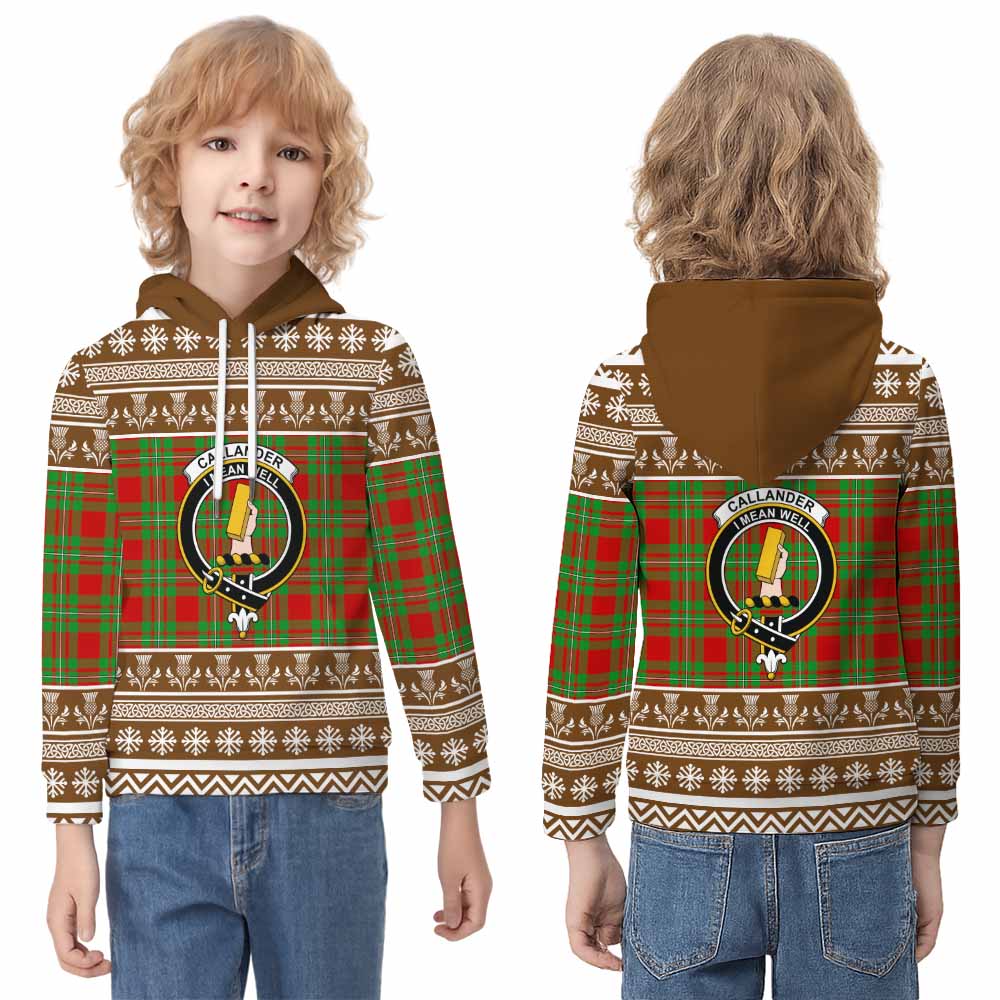 Callander Clan Tartan Christmas Kid Hoodie with Family Crest - Tartan Vibes Clothing