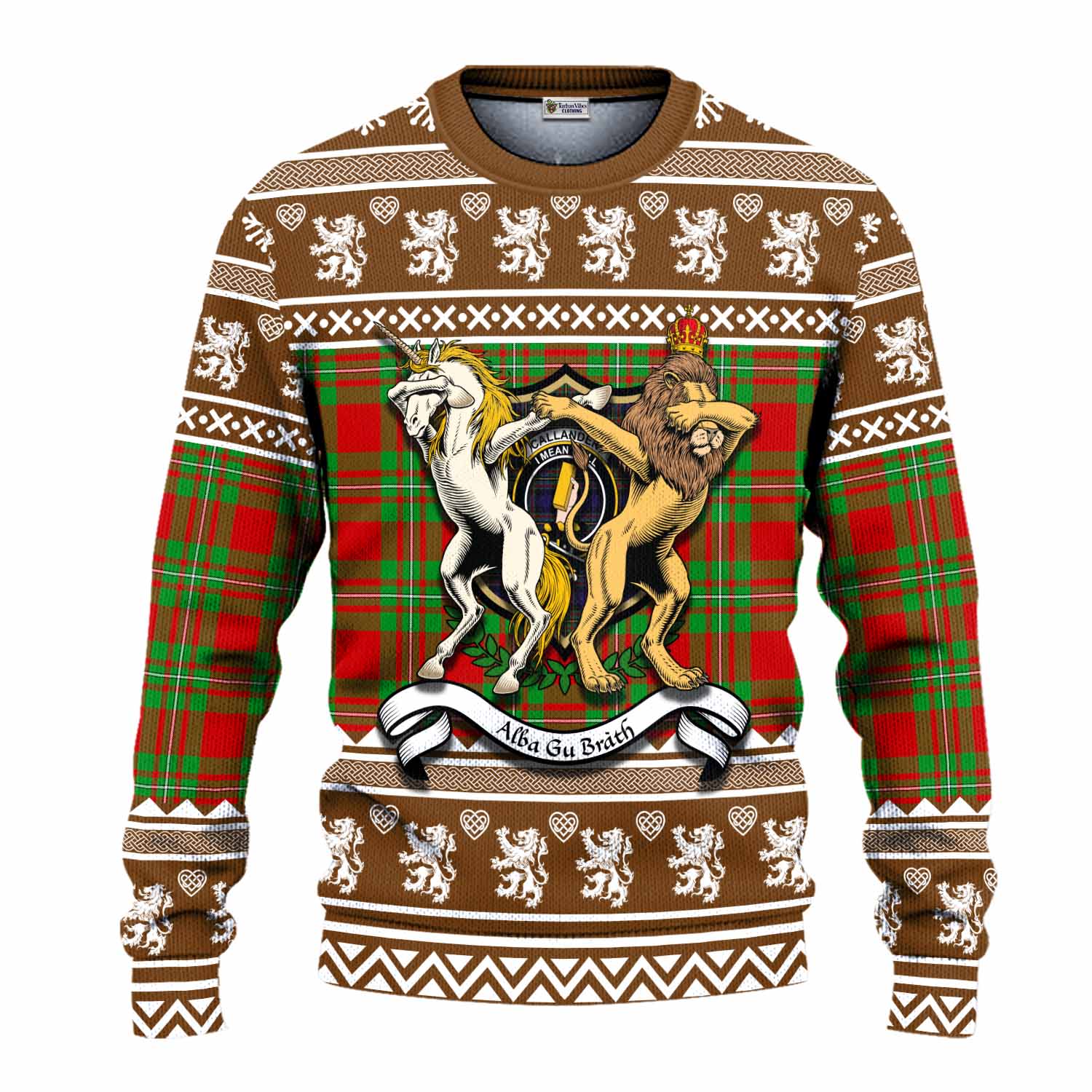 Callander Clan Tartan Crest Christmas Ugly Sweater Coat of Arms Funny Style - Tartan Vibes Clothing