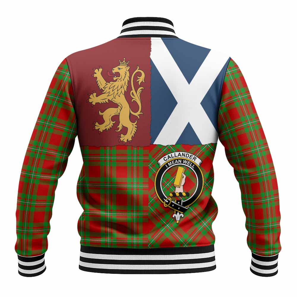 Callander Crest Tartan Baseball Jacket with Lion Rampant Saltire Style