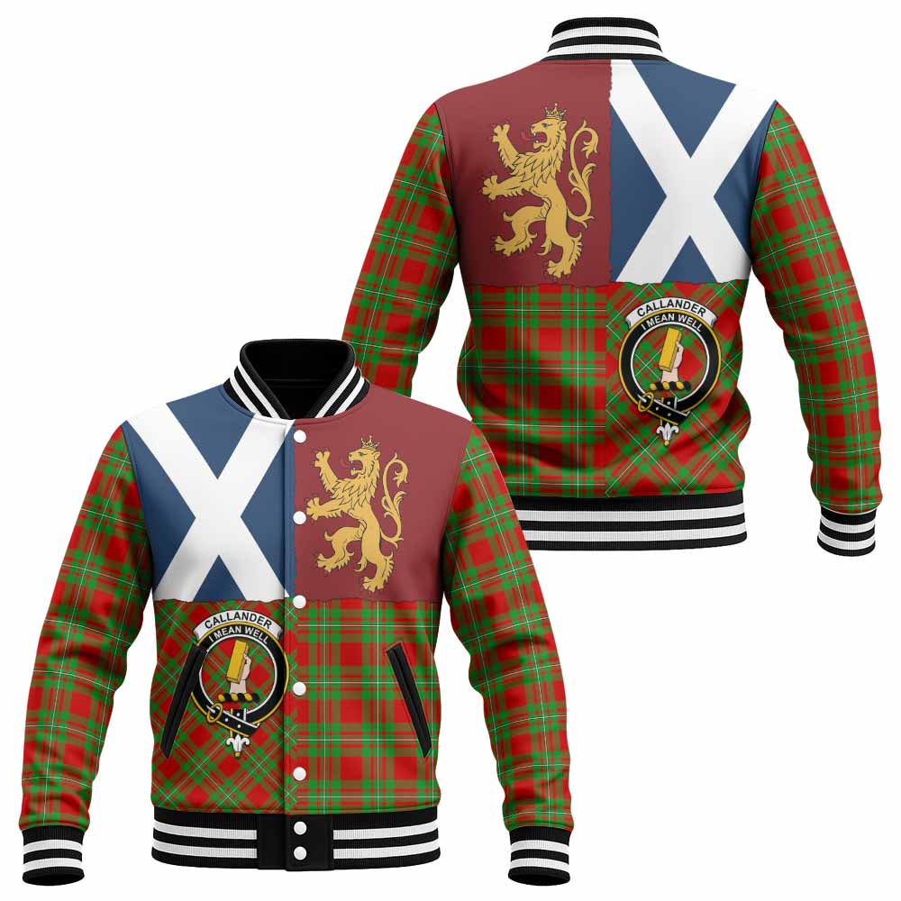 Callander Crest Tartan Baseball Jacket with Lion Rampant Saltire Style