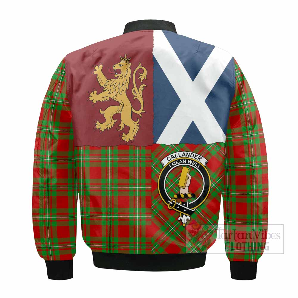 Callander Crest Tartan Bomber Jacket with Lion Rampant Saltire Style