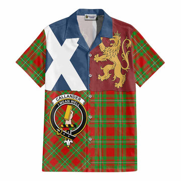 Callander Crest Tartan Cotton Hawaiian Shirt with Lion Rampant Saltire Style