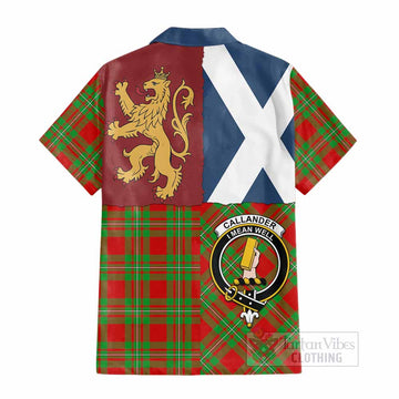 Callander Crest Tartan Cotton Hawaiian Shirt with Lion Rampant Saltire Style