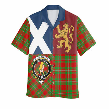 Callander Crest Tartan Hawaiian Shirt with Lion Rampant Saltire Style