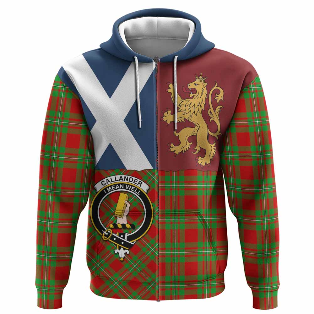 Callander Crest Tartan Hoodie with Lion Rampant Saltire Style