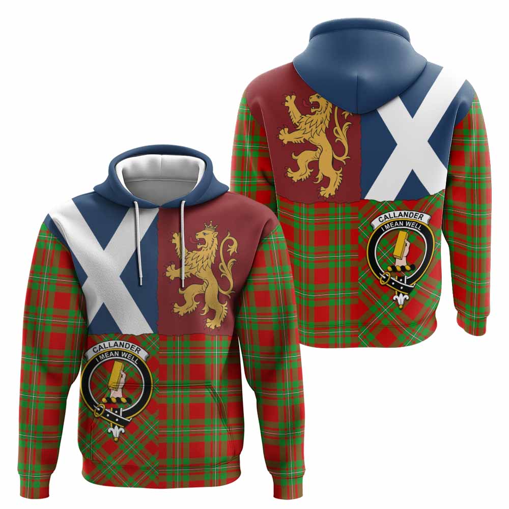 Callander Crest Tartan Hoodie with Lion Rampant Saltire Style