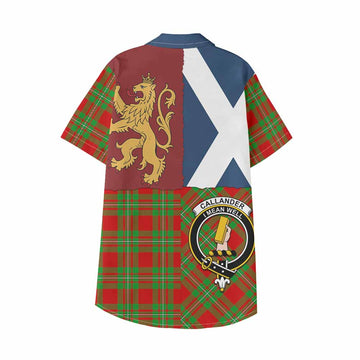 Callander Crest Tartan Kid Hawaiian Shirt with Lion Rampant Saltire Style