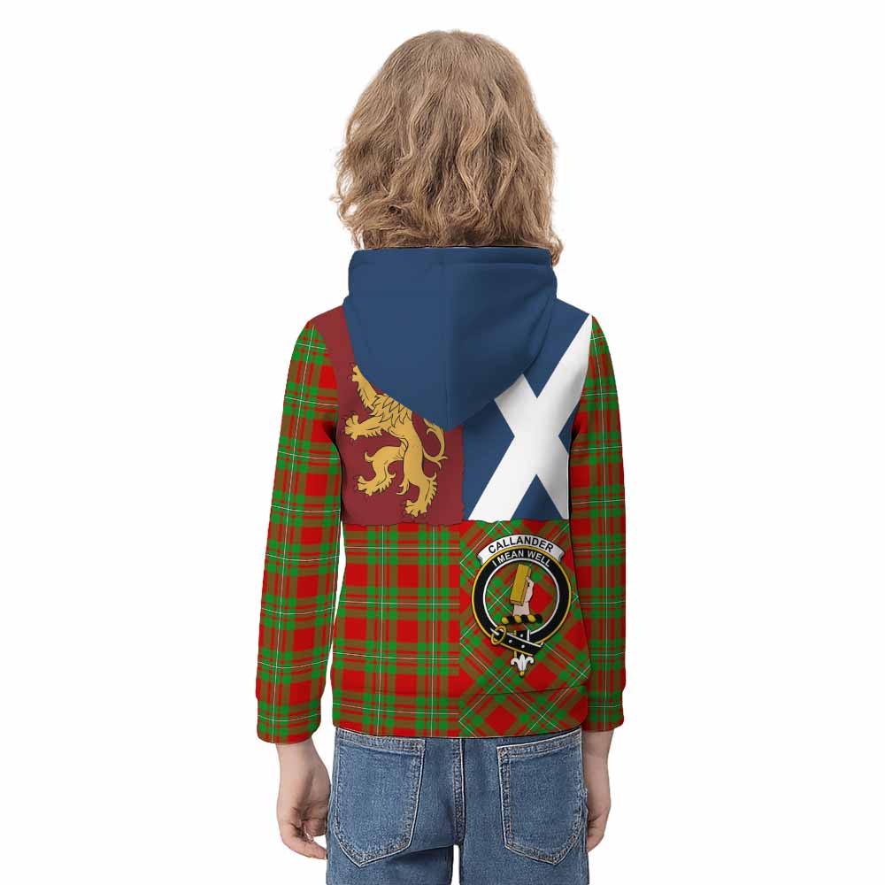 Callander Crest Tartan Kid Hoodie with Lion Rampant Saltire Style - Tartan Vibes Clothing